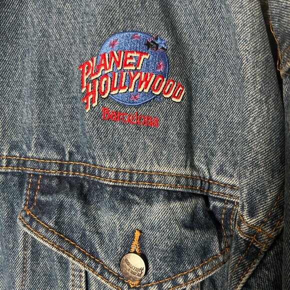 Vintage 90S Planet Hollywood Barcelona Denim Jean Jacket Mens Size Large - Picture 6 of 9